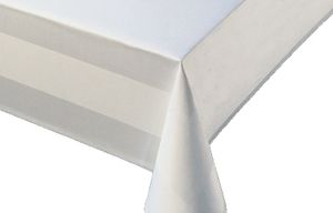 Tischwäsche Tischdecke Damast Weiss Breite 140 cm Länge wählbar - Weiss mit 2 seitiger Atlaskante (140x240 cm)