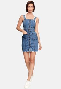 Damen Denim Träger Jeans Kleid Cocktail Mini Latz Rock SlimFit Sommer | 36
