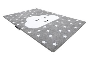 Kinderteppich PETIT CLOUD WOLKEN STERNE grau Grau 180x270 cm