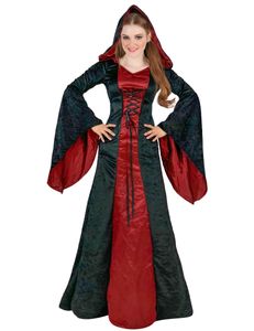 Düstere Kultistin Gothic-Damenkostüm für Halloween schwarz-rot