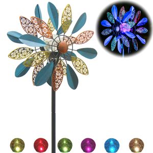 Solar-Windspiel, Arabesque, 190,5 cm, mehrfarbige saisonale LED-Beleuchtung, solarbetriebene Glaskugel mit kinetischem Windspiel, doppelte Richtung, für Terrasse, Rasen und Garten,