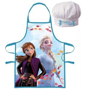 Kinder Schürze Kochschürze Backschürze Set mit Mütze - Die Eiskönigin Anna und Elsa