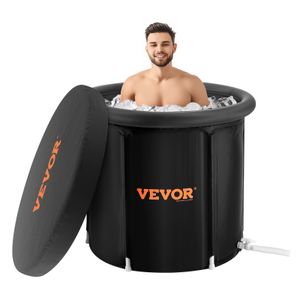 VEVOR Eisbadewanne, 85 cm langes Tauchbecken für Kaltwassertherapie für Sportler, tragbares Outdoor-Eisfass-Tauchbecken zur Erholung, 330 l aufblasbare Faltbadewanne mit Abdeckung, Heim-Eiskapsel