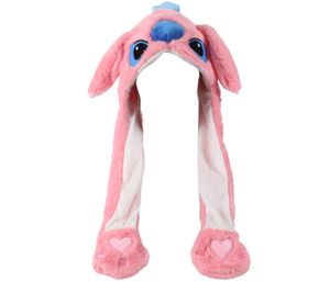 Wackelohr Mütze mit LED und beweglichen Ohren aus Plüsch Kostüm für Kinder und Erwachsene Tier Plüsch Spielzeug Hut, Variante wählen:rosa Kobold