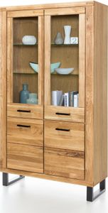 Vitrine Tina in Wildeiche geölt Teilmassiv Breite 110cm Höhe 200cm