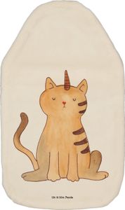 Mr. & Mrs. Panda Wärmflasche Einhorn Katze - Weiß - Geschenk, Kinderwärmflasche, Körnerkissen, Erwachsenwerden, Einhorn Deko, Wärmflaschenbezug, Katzenhorn, Unicorn