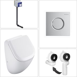 VIGOUR DERBY Urinal spülrandlos mit SoftClose Deckel und Geberit Zubehör, chrom