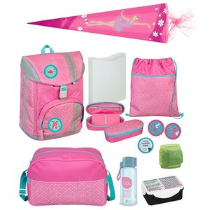 Mädchen Schulranzen 1. Klasse · Scooli FLEX MAX ergonomischer Schulrucksack · sehr leicht & wächst mit · Rosa Türkis mit Schultüte Ballerina