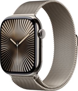 Apple Watch Series 10 GPS + Cellular 46mm Titan Natur mit Milanaise-Armband M/L Natur