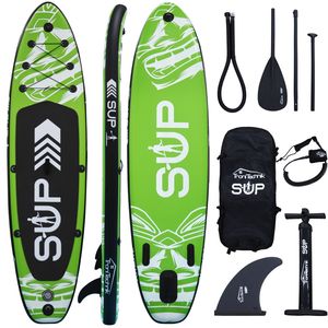 Standup Paddle Board SUP, inkl. umfangreichem Zubehör, Paddel und Hochdruckpumpe, versch. Größen und Farben, Farbe:Grün, Maße:366x80x15cm
