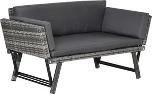 Outsunny Polyrattan Gartensofa 2 Sitzer Loungesofa Gartenliege klappbar Grau Outsunny Polyrattan Gartensofa 2 Sitzer Loungesofa Gartenliege klappbar Grau