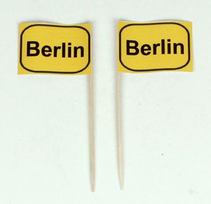 Party-Picker Flagge Ortsschild Berlin Papierfähnchen in Spitzenqualität 25 Stück Beutel