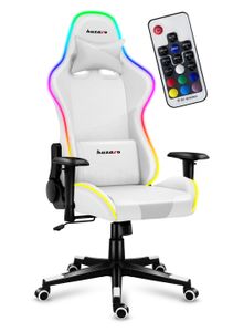 Huzaro Force 6.2 | RGB LED Beleuchtung Gaming Stuhl Gamer Bürostuhl Schreibtischstuhl Gamer Kopfstütze Lendenstütze | bis 130 kg belastbar | Weiß