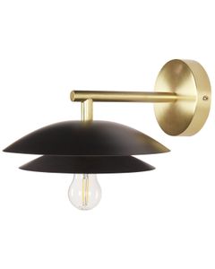 BELIANI Wandleuchte Schwarz u. Gold Metall mit Schirm Kegelform 1-Flammig Glühbirnen-Optik Modern Wandlampe Esszimmer Wohnzimmer Schlafzimmer