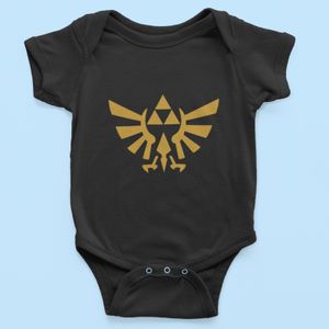 Bio Baumwolle Babystrampler für Link Fans Zelda Schild Symbole (Größe 6-9)