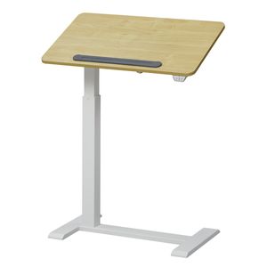 KOWO Laptoptisch Höhenverstellbar Elektrisch mit Rollen Beistelltisch C-Form Sofatisch Notebooktisch Schreibtisch-Sitz-Steh-Präsentationstisch Elektrisch Tischplatte