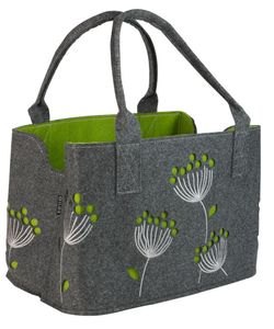 GILDE Filztasche Dillblüte, 41 cm, Einkaufstasche/Holztasche/Strandtasche – reißfest & trägt viel Gewicht – polstert Ihre Einkäufe sicher ab und besitzt viel Stauraum (Dunkelgrau)