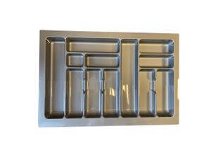 Besteckeinsatz Schubladeneinsatz Besteckkasten in grau für Schubkasten 80 cm