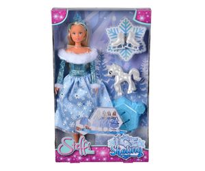 Simba 105733631 - Steffi Love Ice Skating, Spielpuppe als Winterprinzessin mit magischer Schlittschuh-Plattform und kleinen Einhorn, 29cm, ab 3 Jahren