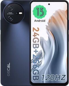 OSCAL Tiger 12 Smartphone Ohne Vertrag, 6.78 Zoll 4G Dual SIM Android Handy, 12GB(24GB) RAM+256GB ROM, 64MP Kamera, 5000 mAh Akku, Fingerprint, Grau