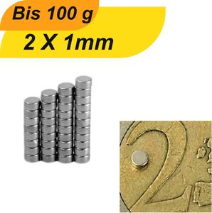 20x Starker Neodym Magnet 2x1 mm – Extra Kraft Mini-Magnet N38 – Für Kühlschrank, Whiteboard, Werkstatt, DIY & Haushalt – Scheibenmagnet Silber