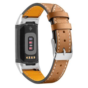 Fitbit Charge 5 Armband aus echtem Leder Braun