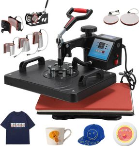 Aopunly 8 in 1 Transferpresse Heatpress Heißpresse Überführungsmaschine T-Shirtpresse Becherpresse LCD-Anzeige Max. 250 °C Schwarz 1250W