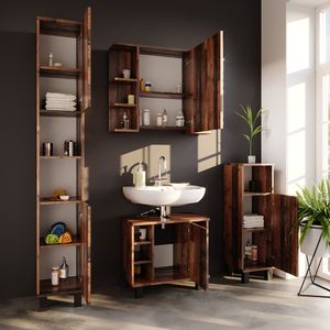 Súprava kúpeľňového nábytku Livinity® Fynn, 4 kusy, antické drevo