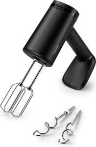 Philips Handrührgerät Serie 5000, 5 Geschwindigkeitsstufen + Turbofunktion, Knetzubehör, schwarz (HR3781/00)