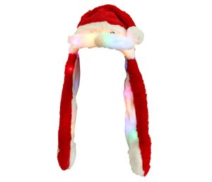 Wackelohr Mütze mit LED und beweglichen Ohren aus Plüsch Kostüm für Kinder und Erwachsene Tier Plüsch Spielzeug Hut, Variante wählen:Weihnachtsmann