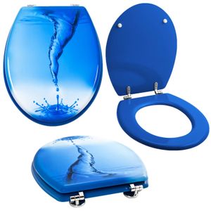 Grafner MDF WC Sitz mit Absenkautomatik viele schöne Motive zur Auswahl - stabile Qualität - einfache Montage WC Deckel Klobrille Softclose (Blue Whirl)