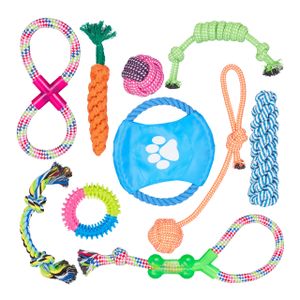 relaxdays Hundespielzeug Set 10 teilig