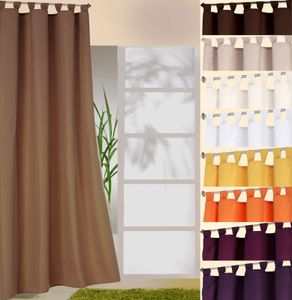heimtexland ® Schlaufenschal inkl. Kräuselband blickdicht Gardine Vorhang Dekoschal Uni Typ117 nougat Höhe 245 cm x Breite 140 cm