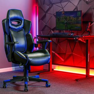 X Rocker Drogon – Luxus Gaming Chefsessel Bürodrehstuhl | Schwarz/Blau