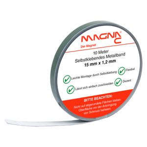 Magna-C® Selbstklebendes Metallband in weiß 10m x 15mm x 1,2mm