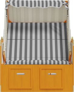 vidaXL Strandkorb mit Dach Poly Rattan & Massivholz Weiß & Grau