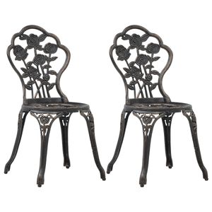 Bistro-Stühle 2 Stk. Bronze Aluminiumguss , Gartenstühle Design 2024