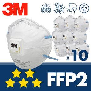 10x FFP2 mit Ventil 3M 8822 Maske mit CE - Atemschutzmaske