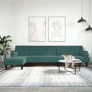 vidaXL Rozkladacia pohovka v tvare L tmavozelená 260x140x70 cm Velvet