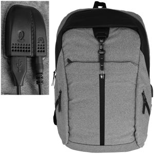 Buisness Rucksack mit USB-Anschluss grau Laptop Tasche Tagesrucksack Schulrucksack Reiserucksack Laptoptasche