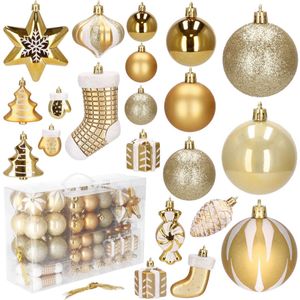 Weihnachtskugeln Christbaumkugeln Weihnachtsbaum Kugeln 77 Stück Dekoration - Goldfarben