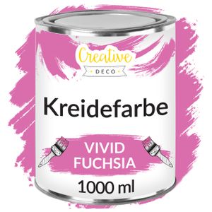 Creative Deco Fuchsia Kreidefarbe für Möbel 1000ml | Möbellack Möbelfarbe | Für Landhaus Vintage-Stil Decoupage Möbel-Renovierung | Matt Abwaschbar | Wisch-Effekt Gradient-Effekt möglich