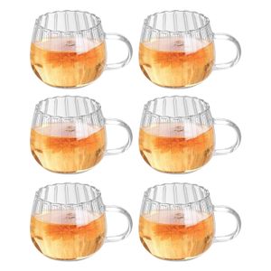 Kürbis Tasse, 400 ml Herbst Glasbecher, Transparente Tasse mit Griff, Latte Macchiato Gläser Kaffeetassen, Espresso Kaffeetasse für Tee, Getränke, 400 ml, 6