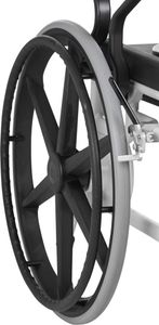 FabaCare Dusch- Toilettenrollstuhl Genf, 24 Zoll Räder, bis 130 kg,  Germany, Premium Toilettenstuhl, Duschstuhl fahrbar, Rollstuhl mit WC Eimer, Grau-Feuerrot