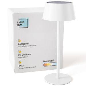 LED Außen Tischlampe, Solar, 3 Stufen Dimmer, 30cm, Ø13cm, 300lm, weiß