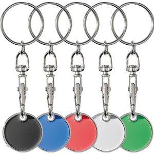 5x Metall Schlüsselanhänger mit Einkaufschip / 5 verschiedene Farben