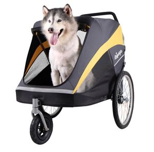 InnoPet® IPS-060/B Set - Hundebuggy Hercules für große Hunde Fahrradanhänger Pet Stroller Hundewagen grau/gelb inkl. Umausatz