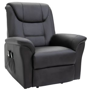 HOMCOM elektrischer Massage-Liegestuhl mit Vibrierendemassage Heizfunktion Aufstehhilfe Elektrorollstuhl Fernbedienung mit Netzkabel Kunstleder Schwarz 93 x 95 x 106 cm