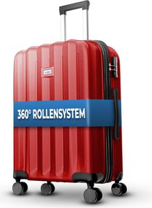 Reisekoffer 1052 Reisetasche Koffer Handgepäck Tasche Trolley ABS Rot XL-75cm Reisekoffer 1052 Reisetasche Koffer Handgepäck Tasche Trolley ABS Rot XL-75cm