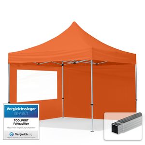 TOOLPORT Faltpavillon Faltzelt Pavillon 3x3m - 2 Seitenteile Aluminium 32mm Partyzelt 700N orange